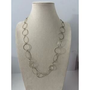 oval link chain necklace silver tone